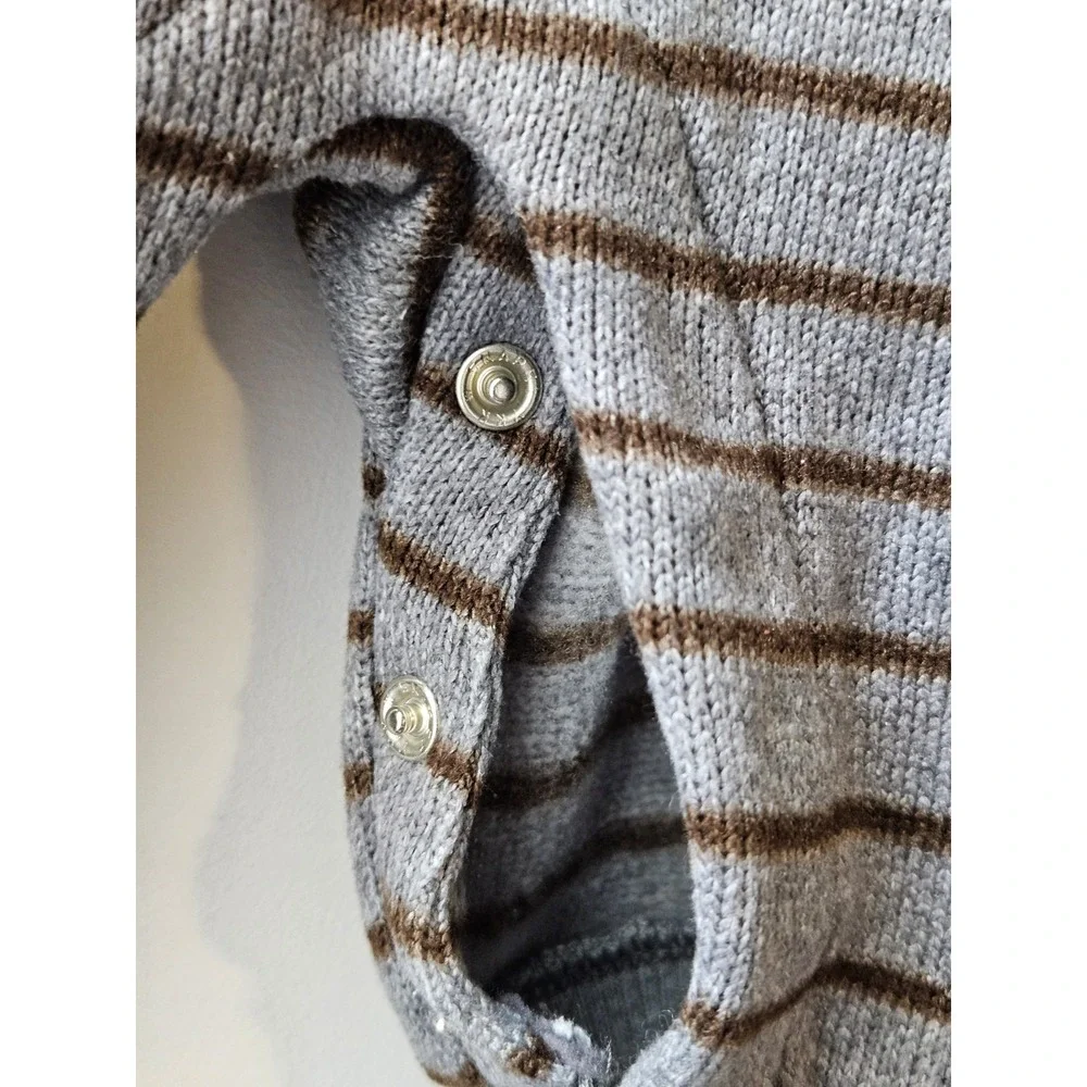 Just One You by Carter's Baby Bear‎ Romper 3M Gray Brown Striped Cozy
